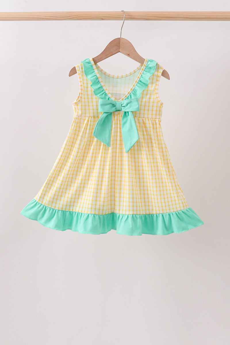 Mustard Honey Bear Embroidered Dress