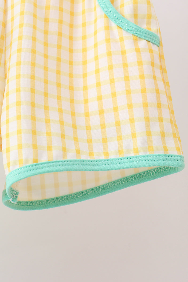 Mustard Honey Bear Embroidered Short Set