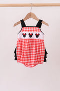 Red Character Plaid Embroidered Bubble