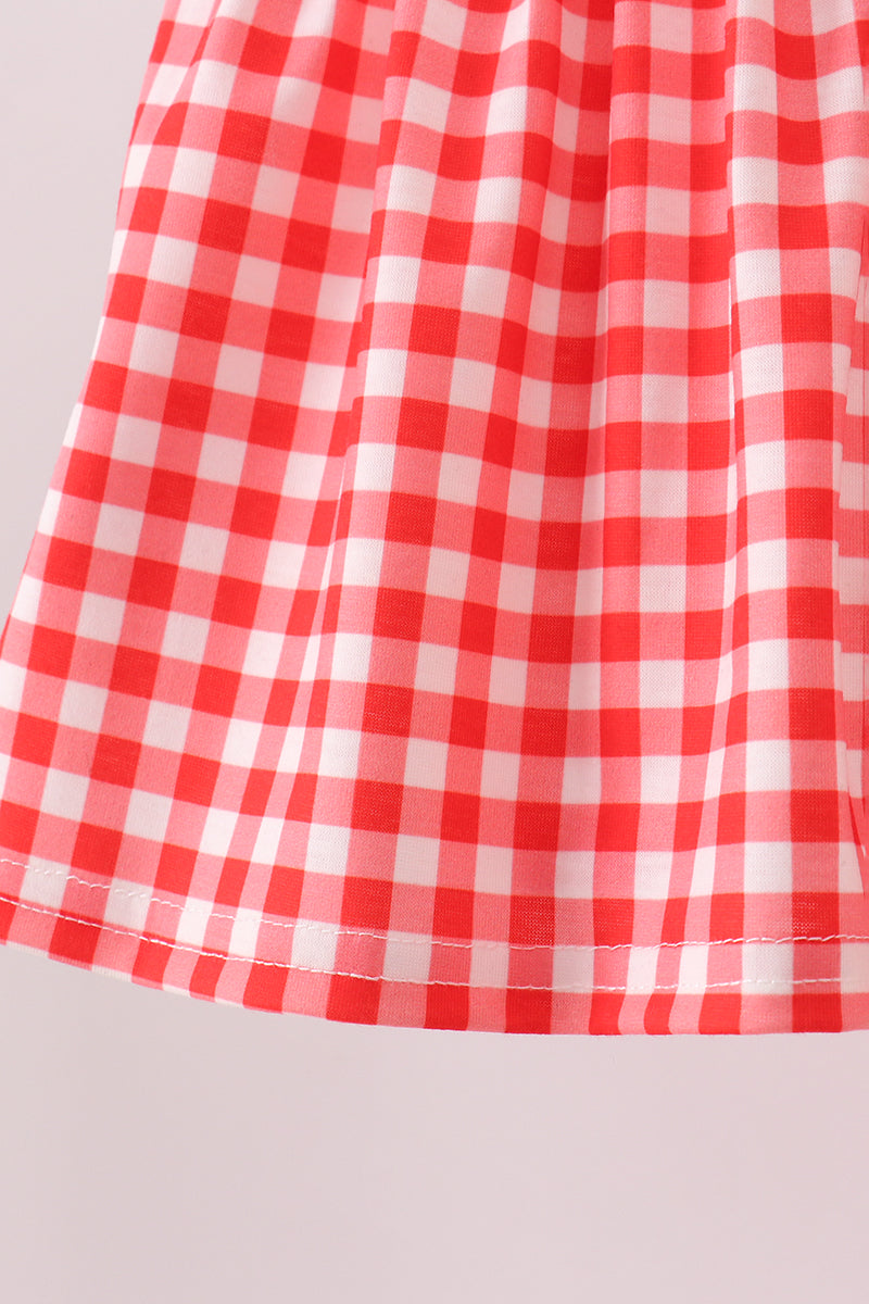 Red Character Plaid Embroidered Bloomer Set