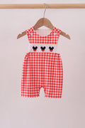 Red Character Plaid Embroidered Jon Jon