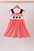 Red Character Plaid Embroidered Dress