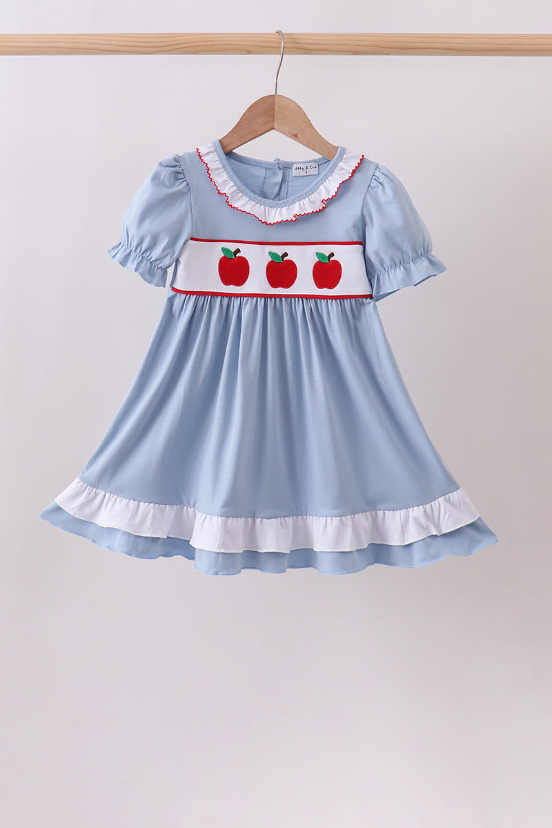 Blue Apple Embroidered Dress