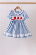 Blue Apple Embroidered Dress