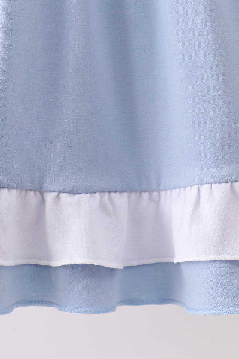 Blue Apple Embroidered Dress