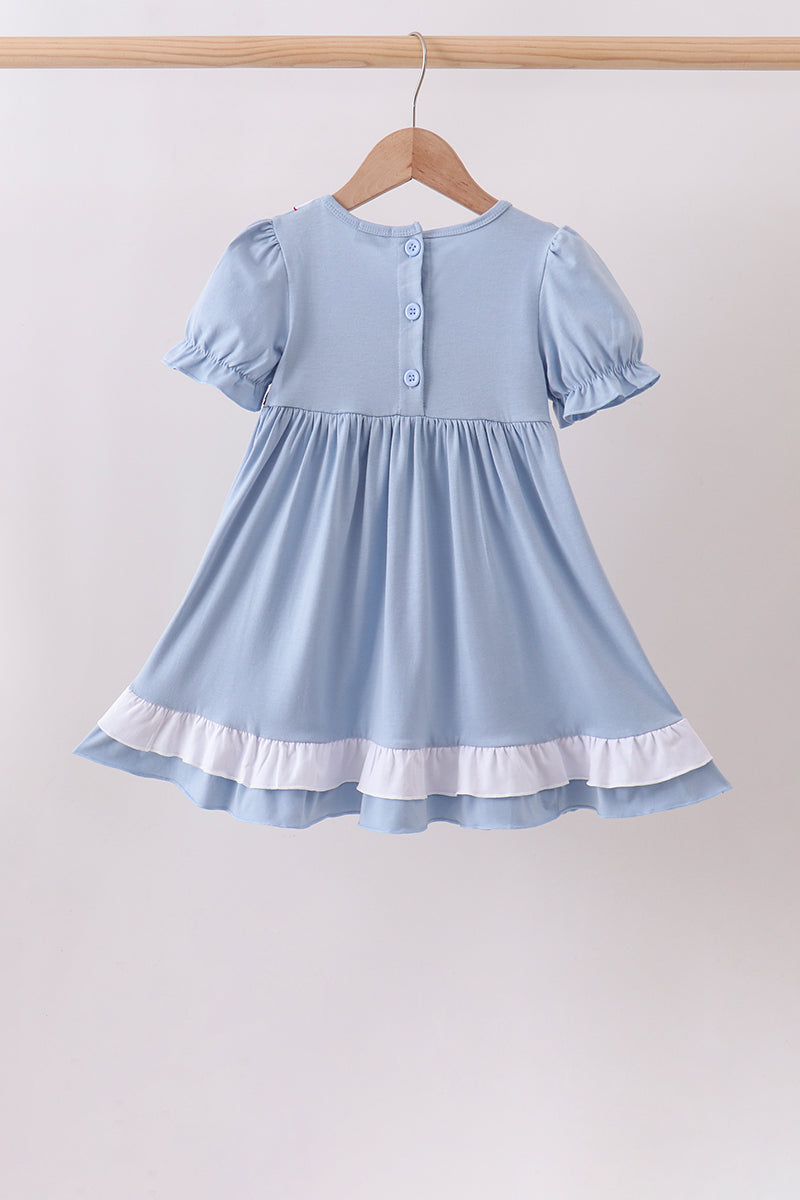 Blue Apple Embroidered Dress