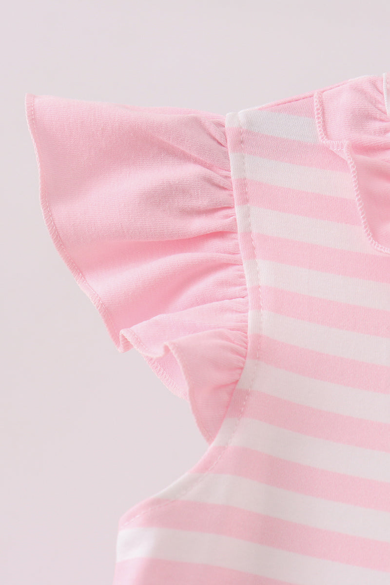 Pink Stripe Apple Book Appliqué Dress