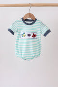 Blue stripe under the sea Embroidered Bubble
