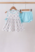 Blue Boots Print Bloomer Set