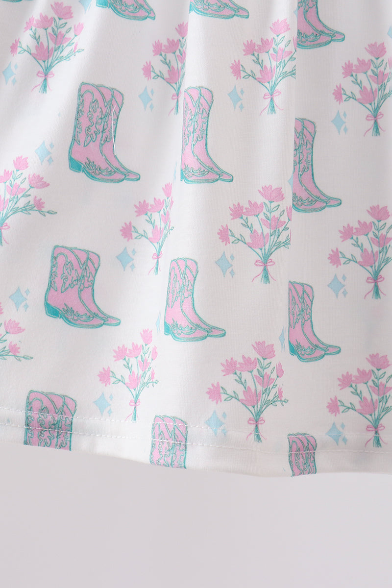 Blue Boots Print Bloomer Set