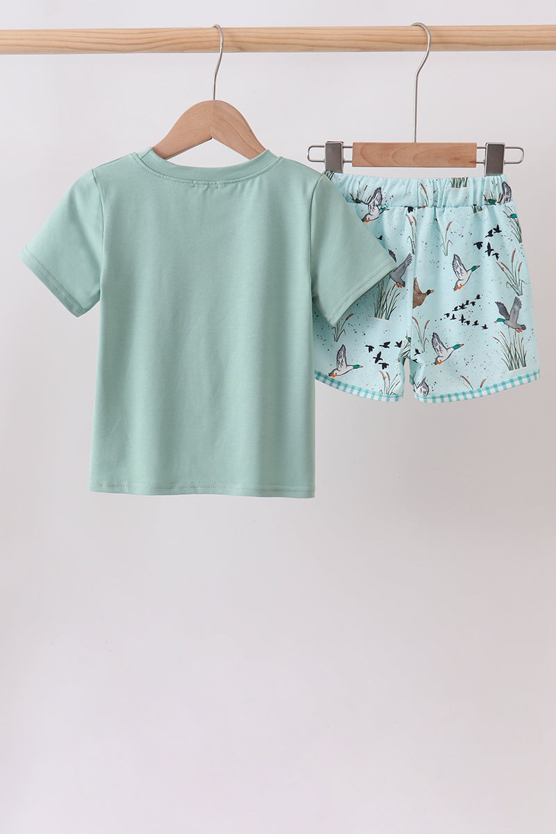Green Duck Pocket Shorts Set
