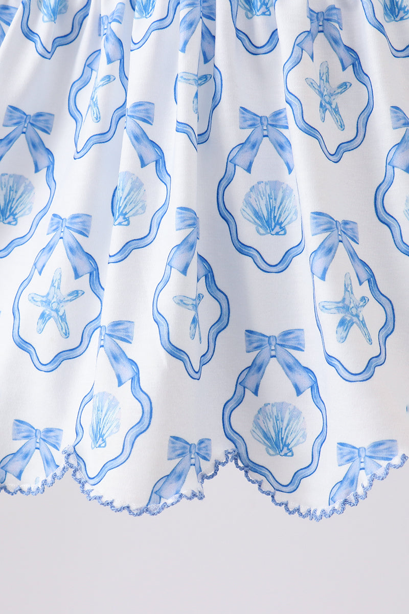 Blue Shells Embroidered Bloomer Set
