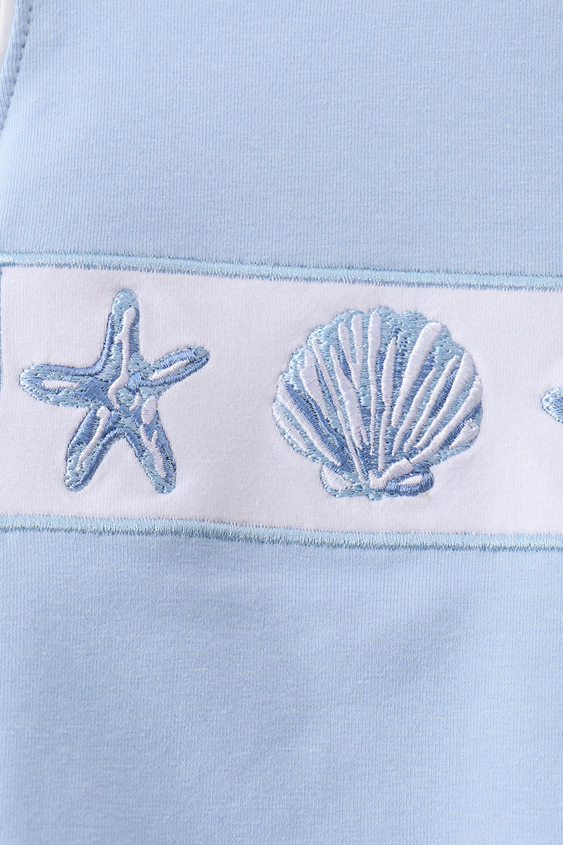 Blue Shells Embroidered Bubble