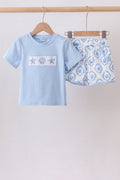 Blue Shells Embroidered Shorts Set