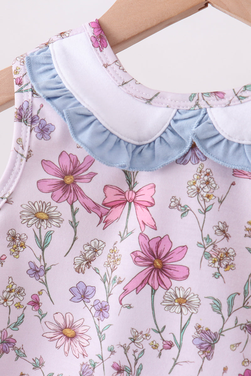 Purple Garden Ruffle Bloomer Set