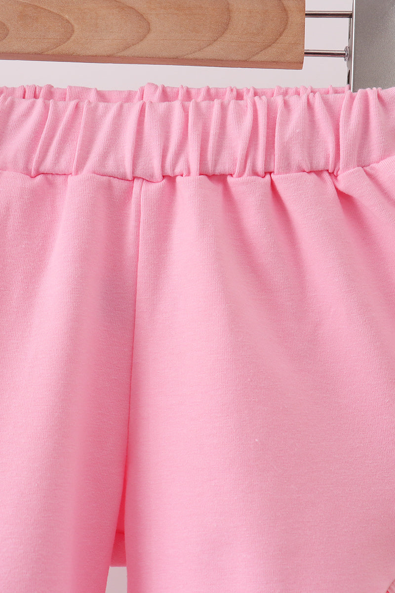 Pink Floral Ruffle Shorts Set