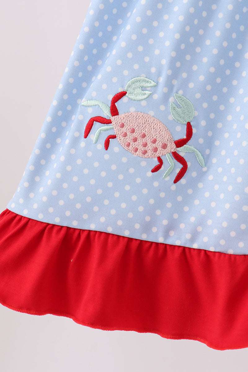 Blue Crab Applique Dress