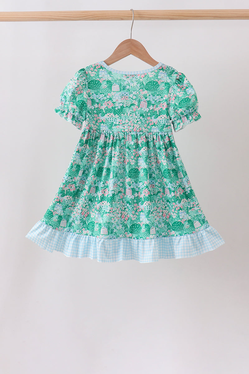 Green house floral Ruffle Dress