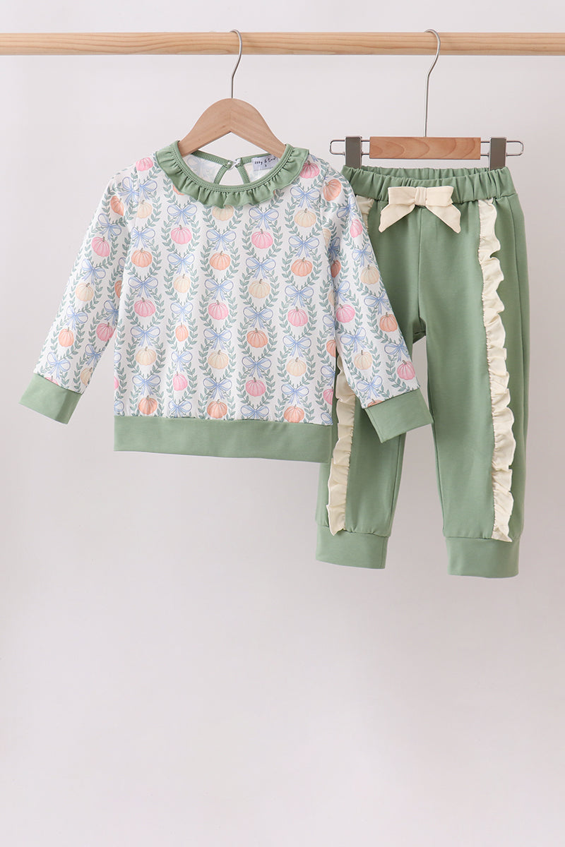 Sage Pumpkin Ruffle Jogger Set