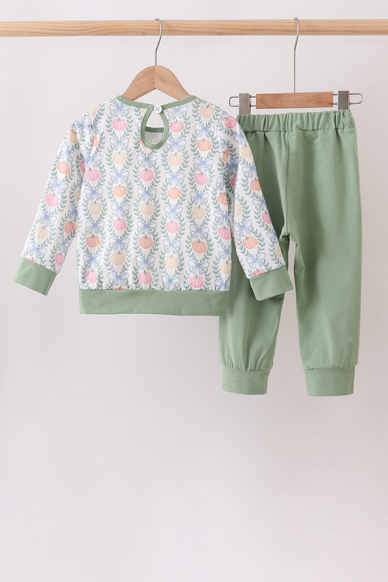 Sage Pumpkin Ruffle Jogger Set