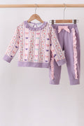 Purple Butterfly Ruffle Jogger Set