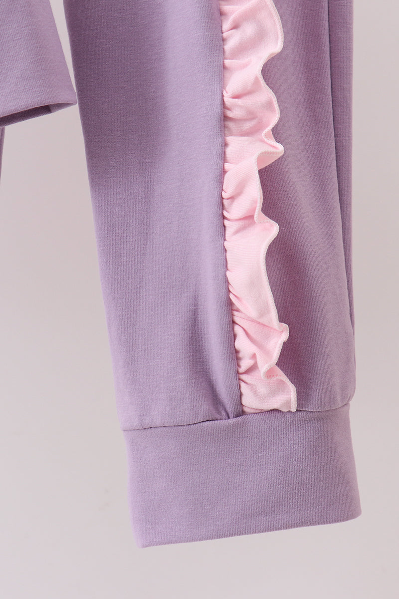 Purple Butterfly Ruffle Jogger Set