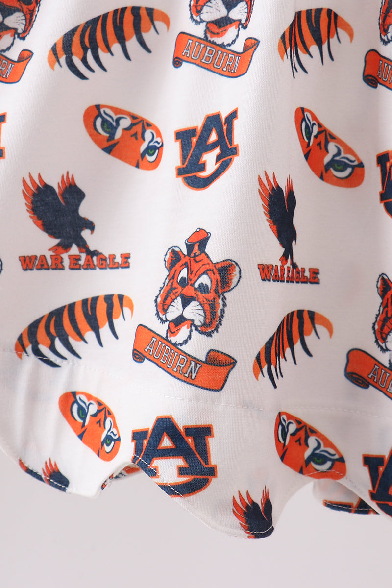 Navy Auburn Smocked Scalloped Shorts Set