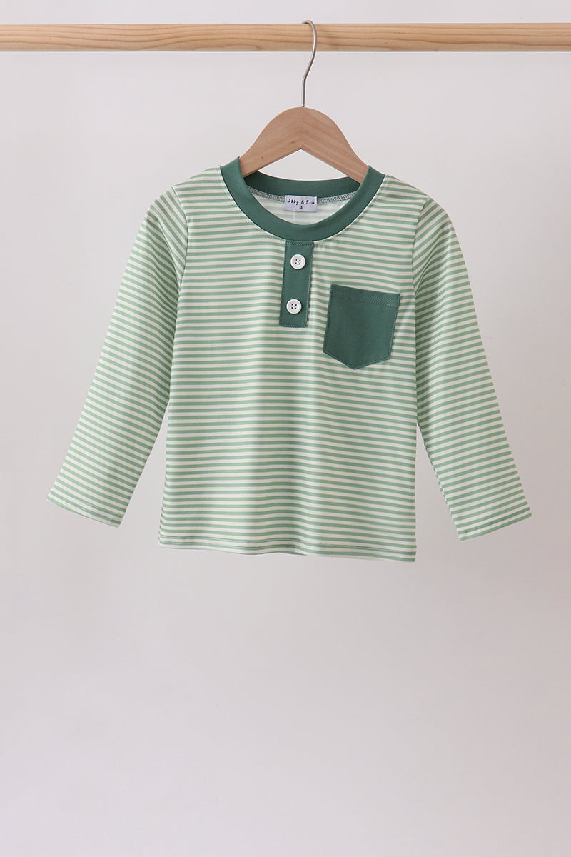 Teal Stripe Pocket top