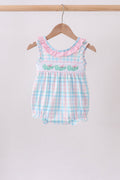 Pink Crocodile Smocked Gingham Bubble