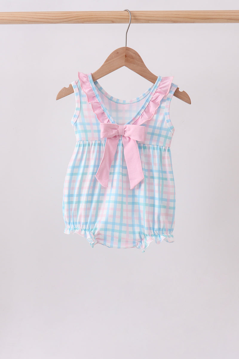 Pink Crocodile Smocked Gingham Bubble