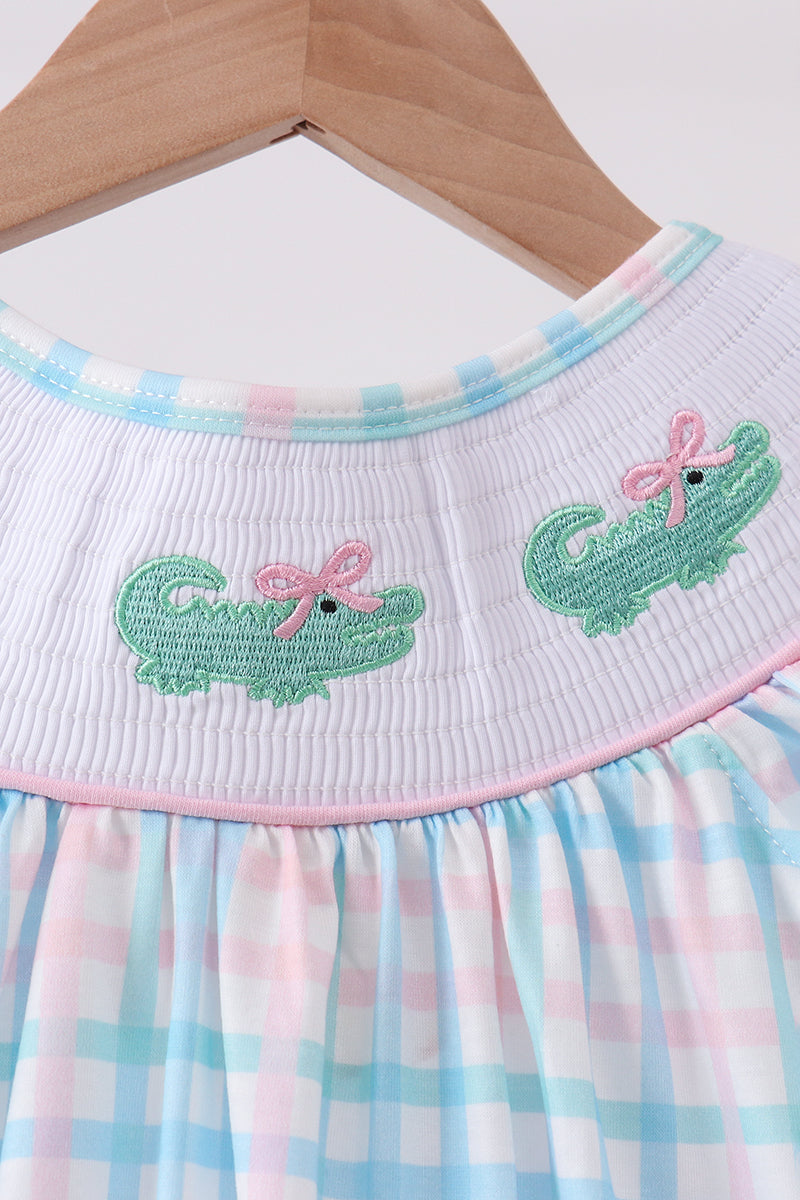 Pink Crocodile Smocked Gingham Dress