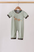 Sage Hunting Embroidered Romper