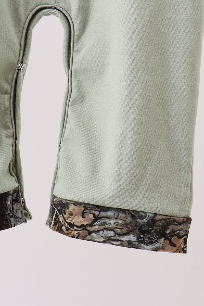 Sage Hunting Embroidered Romper