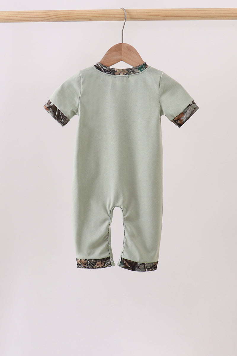 Sage Hunting Embroidered Romper