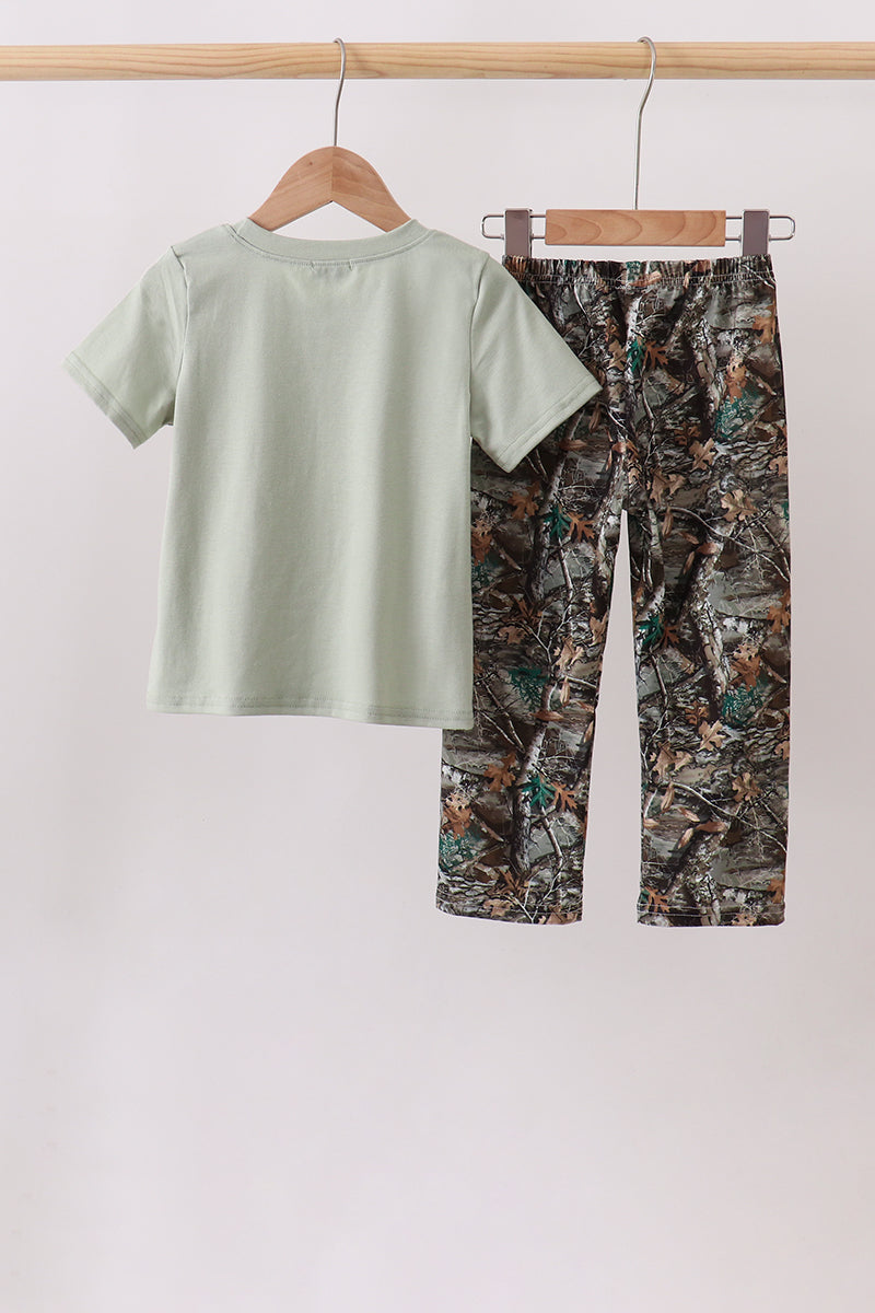 Sage Hunting Embroidered Pants Set