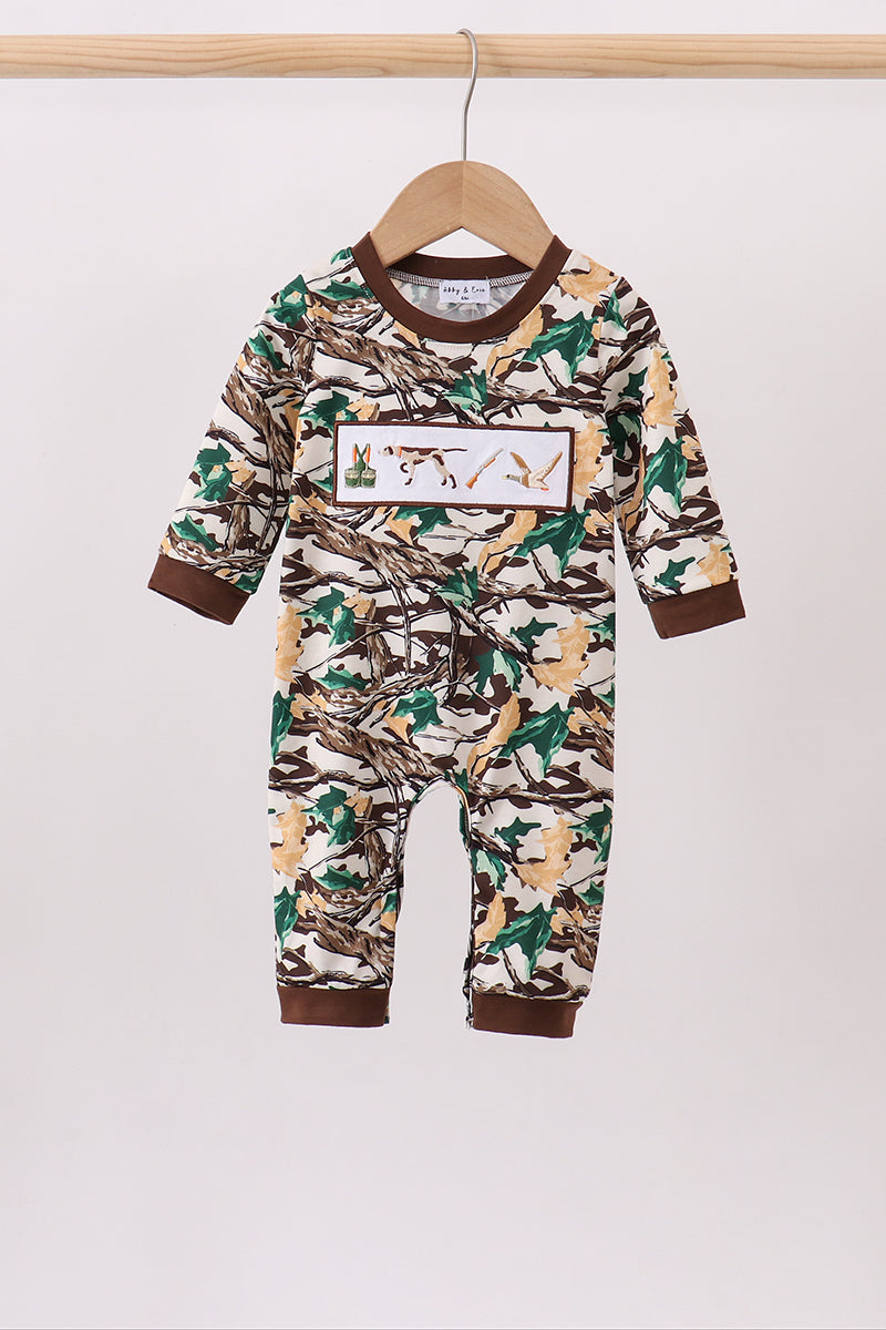 Camouflage Hunting Embroidered Romper