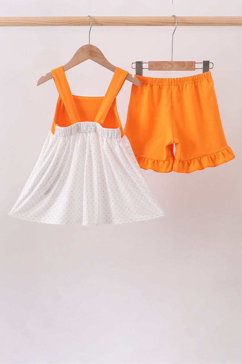Orange Tennessee Applique Ruffle Shorts Set