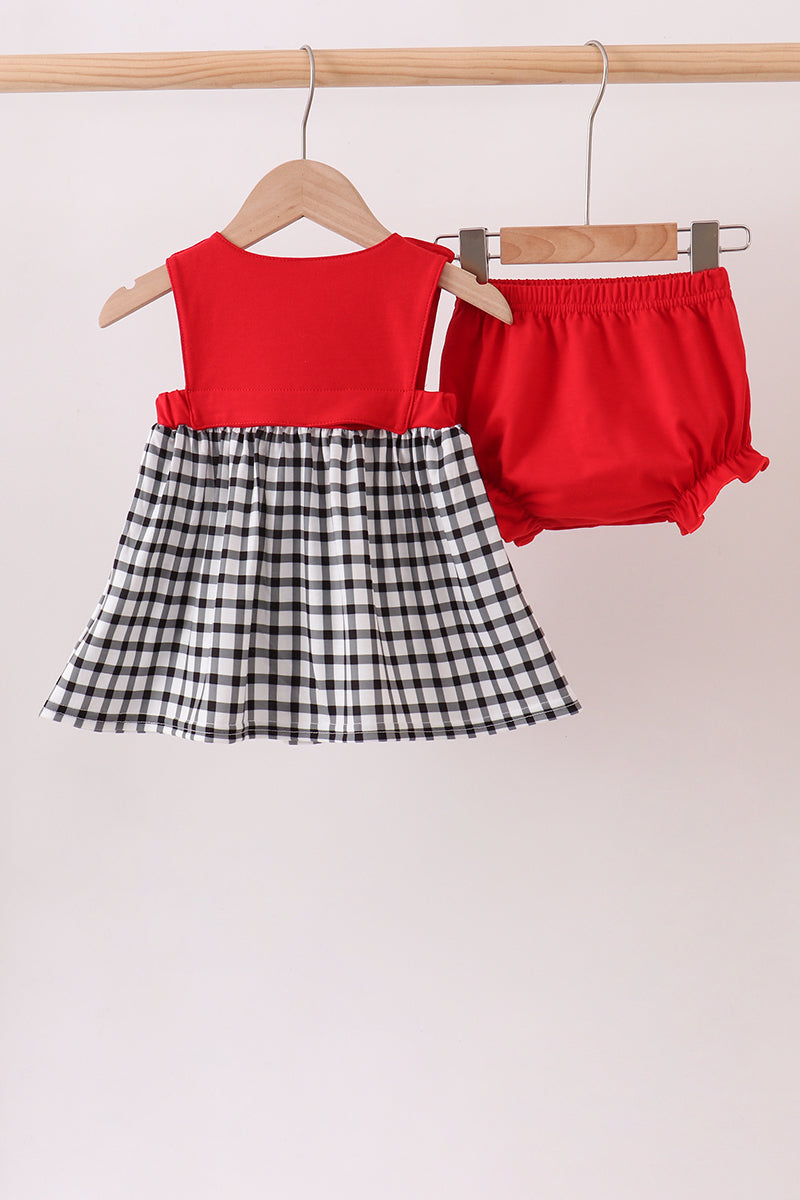 Red Georgia Applique Gingham Bloomer Set