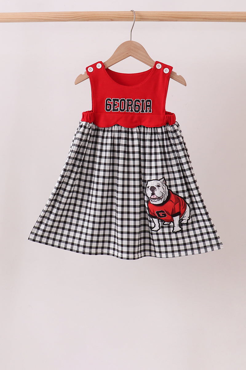 Red Georgia Applique Gingham Dress
