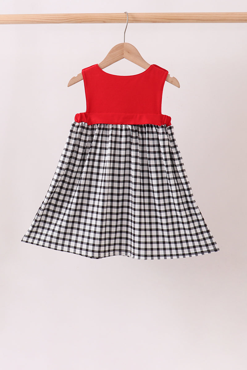 Red Georgia Applique Gingham Dress