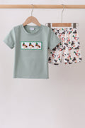 Sage Mallard French Knot Shorts Set