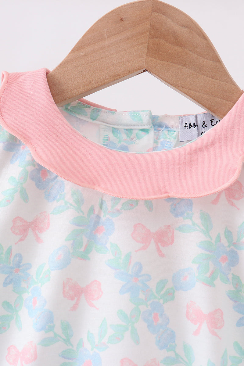 Pink Floral Bow Print Bubble