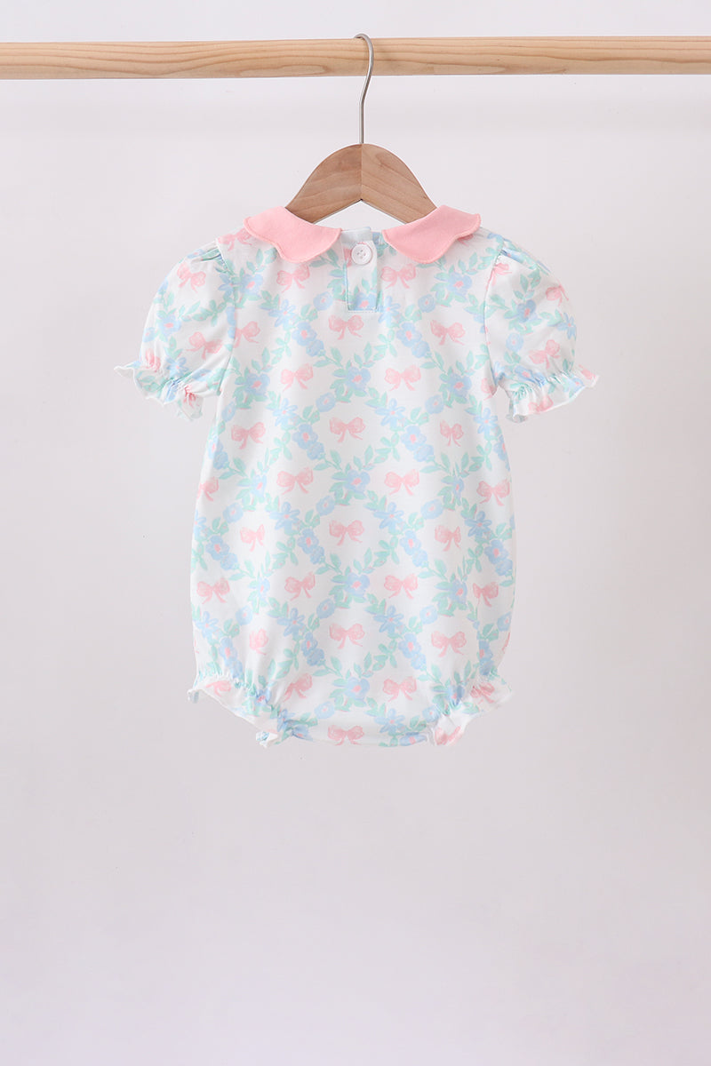 Pink Floral Bow Print Bubble