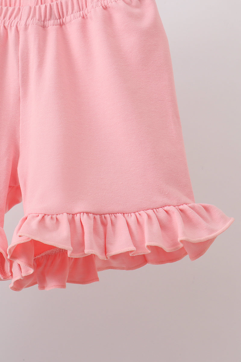 Green Floral Smocked Ruffle Shorts Set