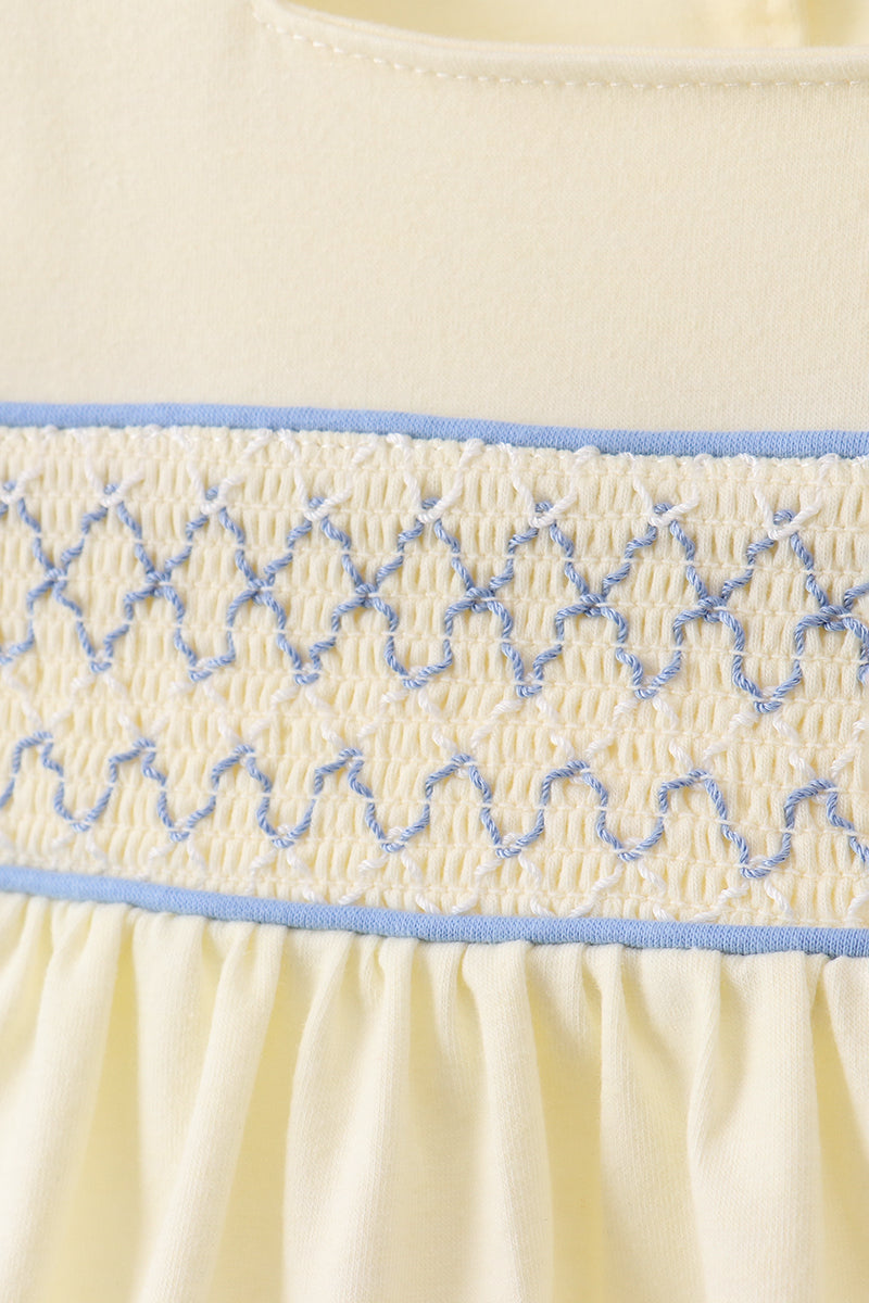 Cream smocked bloomer set
