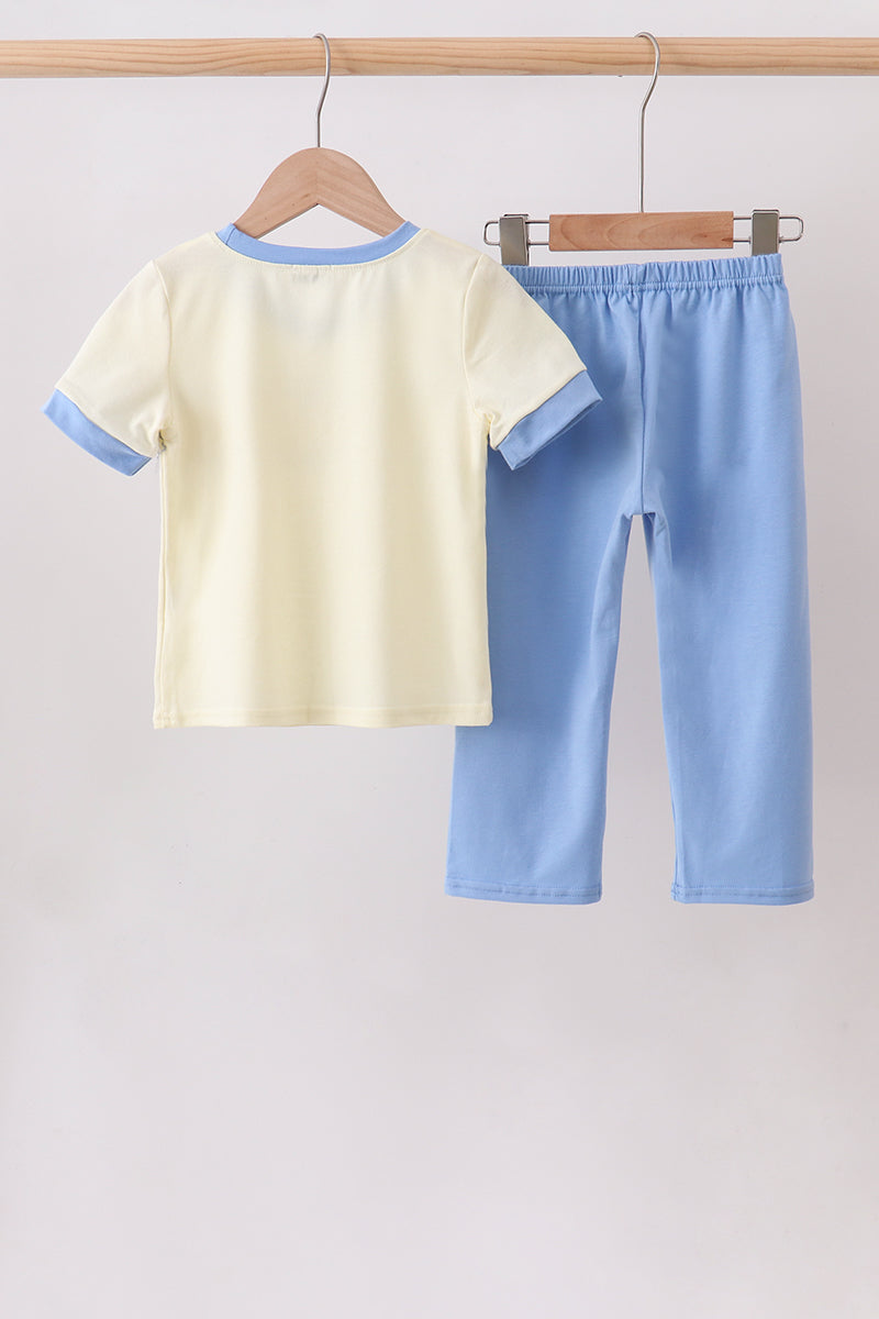 Cream smocked pants set