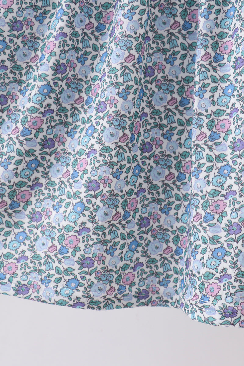 Blue Floral Smocked Dress