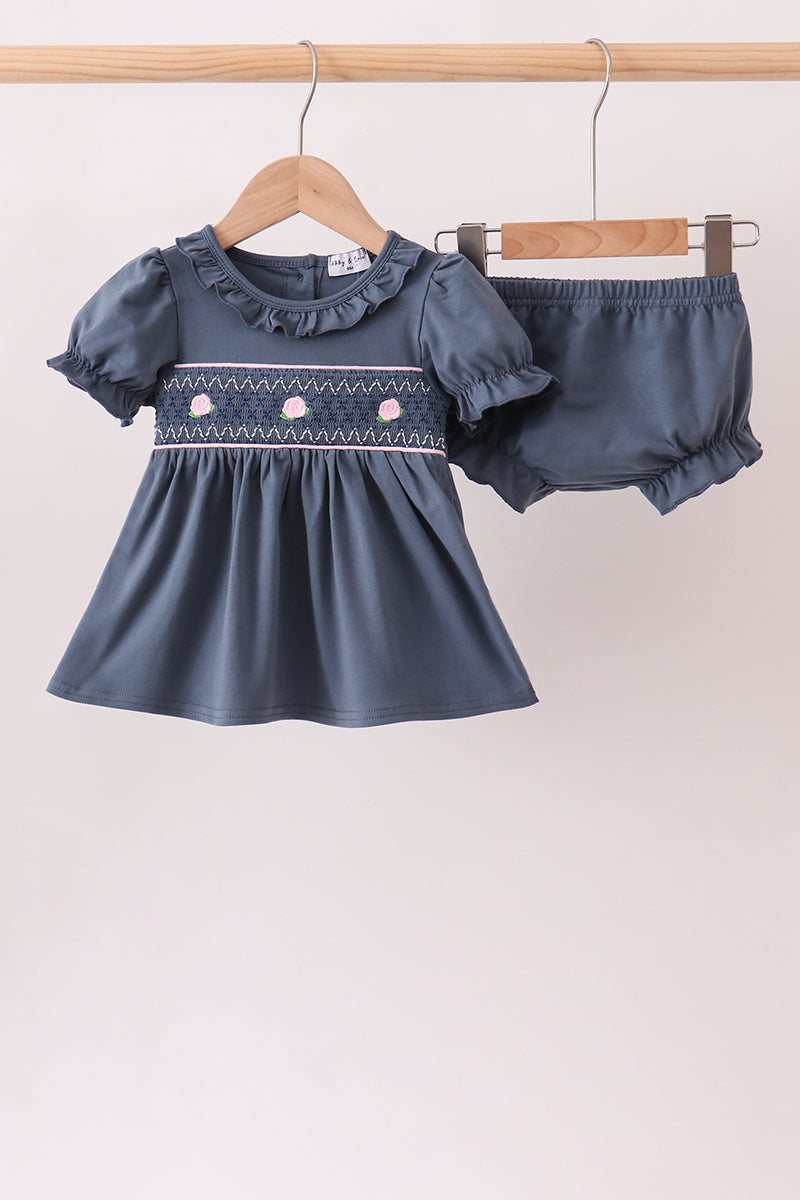 Garden Rose Smocked Ruffle Bloomer Set