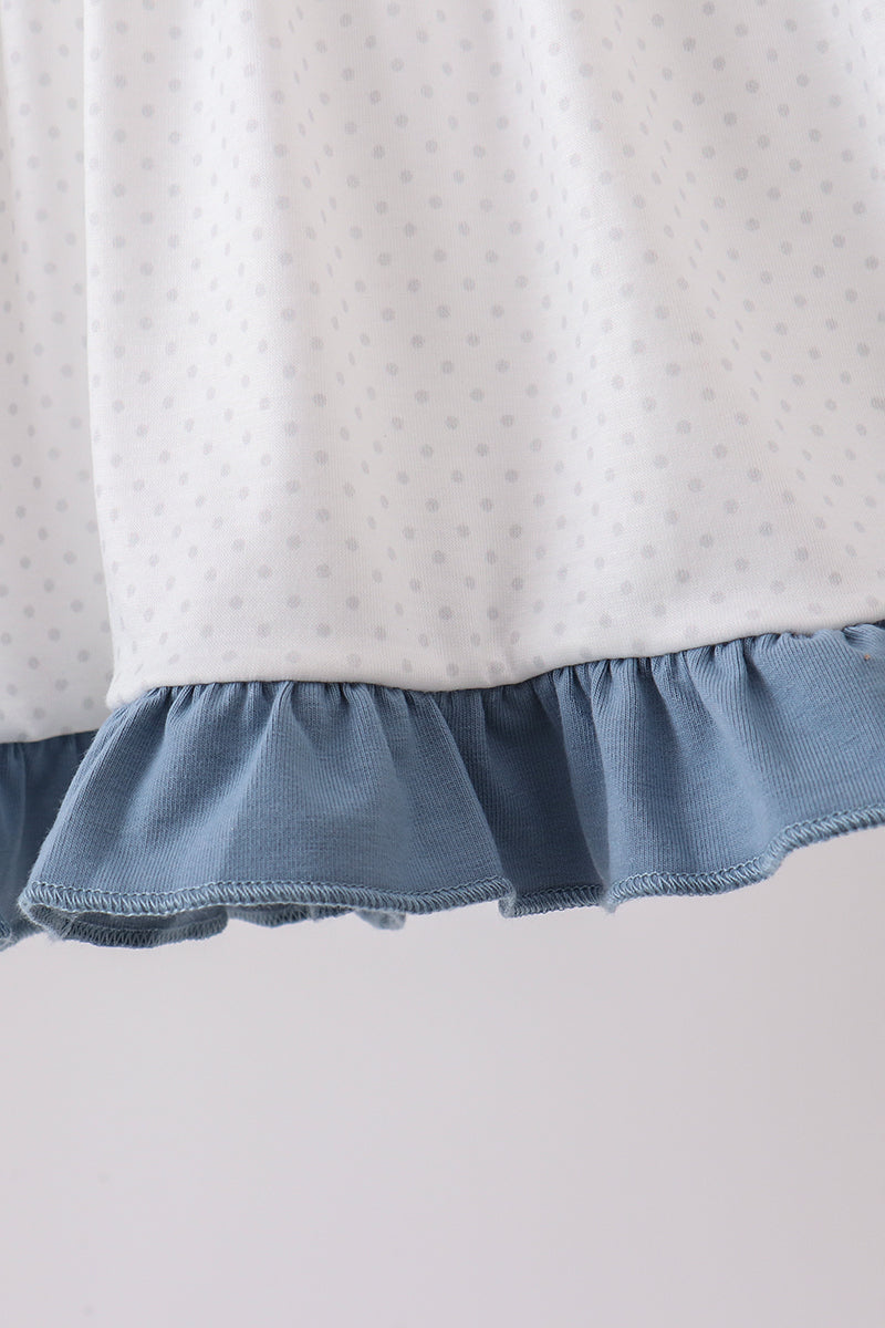 Blue Apple Crayon French Knot Ruffle Shorts Set