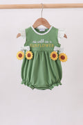 Green Sunflower Applique Ruffle Bubble